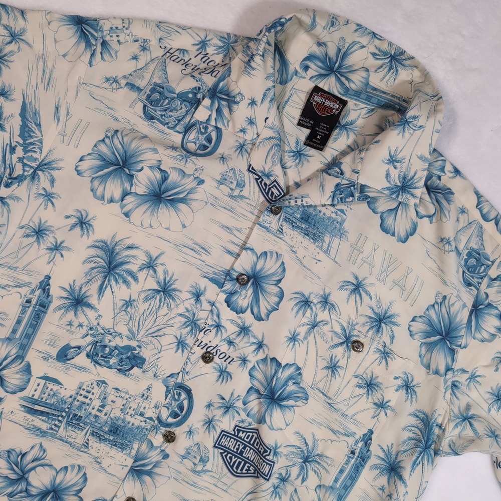 Harley-Davidson Button Up Men M Made in Hawaii Scenic Tori Richard Shirt Aloha